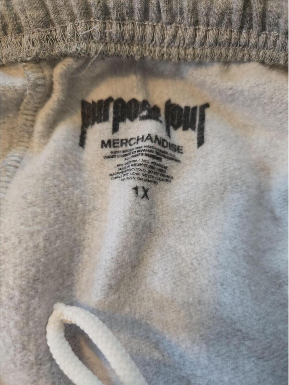 Justin Bieber Purpose Tour Merchandise Grey Sweatpants Size 1X - Picture 2 of 4